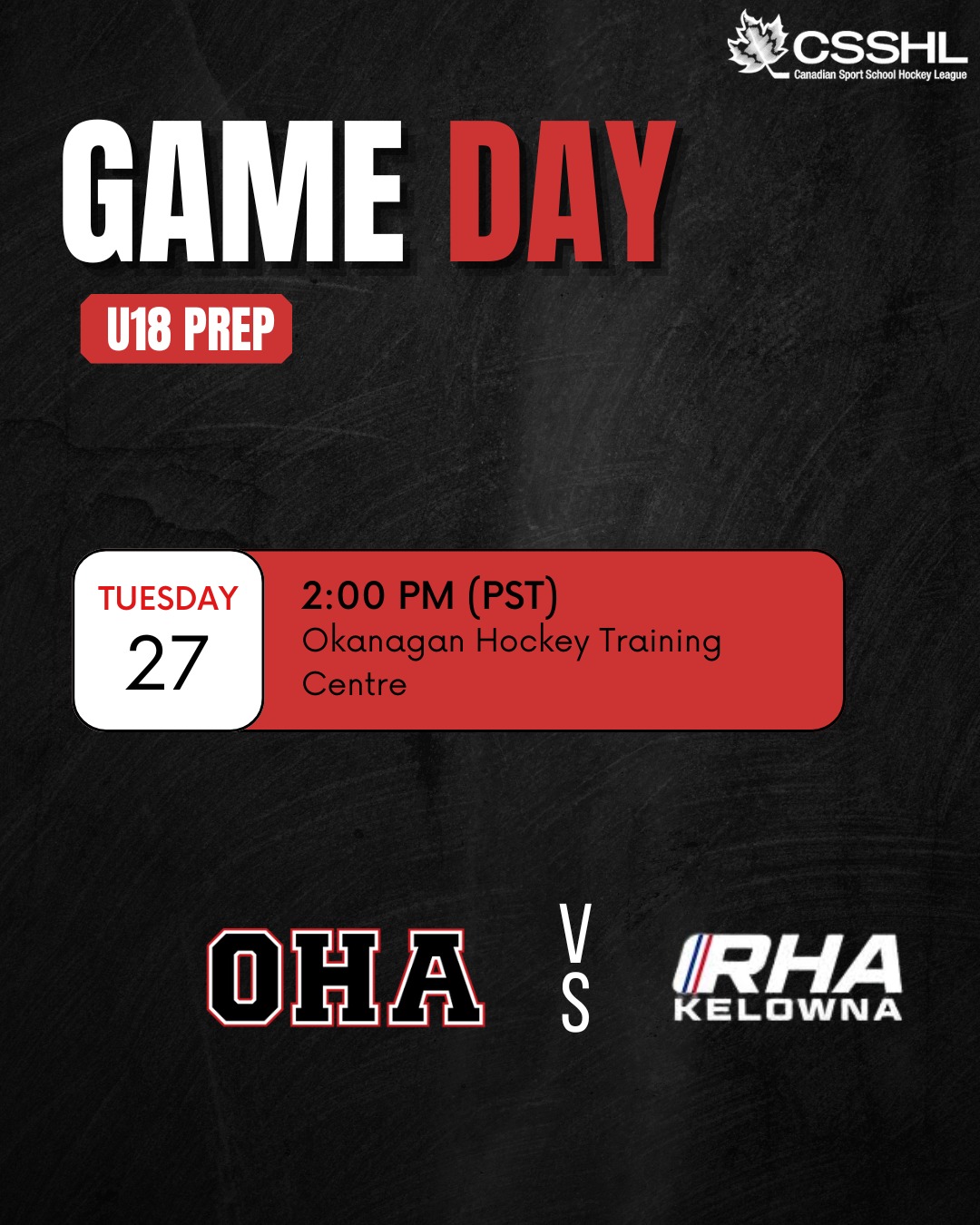 Tuesday afternoon matchup for our U18 Prep's tomorrow🏒 
#OHAPenticton #OkanaganHockey #CSSHL
