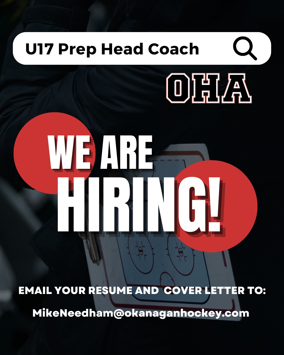 𝐖𝐄 𝐀𝐑𝐄 𝐇𝐈𝐑𝐈𝐍𝐆! 📣
𝑶𝒌𝒂𝒏𝒂𝒈𝒂𝒏 𝑯𝒐𝒄𝒌𝒆𝒚 𝑨𝒄𝒂𝒅𝒆𝒎𝒚 (𝑷𝒆𝒏𝒕𝒊𝒄𝒕𝒐𝒏) is seeking a Head Coach to lead our U17 Prep team in Penticton, BC. The successful candidate will become part of a world class hockey development program that believes in a commitment to excellence in all areas of the student-athlete’s training on and off the ice.

📅 𝐒𝐭𝐚𝐫𝐭 𝐃𝐚𝐭𝐞: September 15, 2026

Qualified candidates are invited to submit a cover letter and resume to Mike Needham, Senior
Manager of Hockey Operations at MikeNeedham@okanaganhockey.com 

For additional details, please refer to the full job description available via the link in our bio.

🗓️ 𝐀𝐩𝐩𝐥𝐢𝐜𝐚𝐭𝐢𝐨𝐧 𝐃𝐞𝐚𝐝𝐥𝐢𝐧𝐞: August 31, 2026

#OkanaganHockey #Hiring