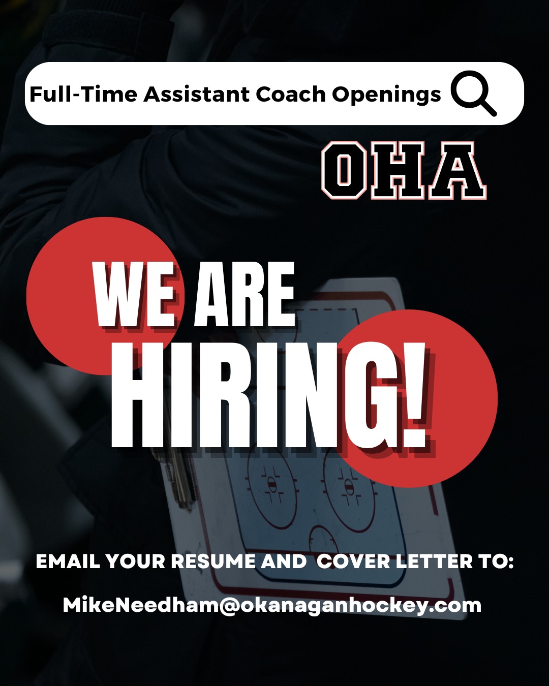 📣 OHA Penticton is growing, and we’re looking for more coaches to join our team.

As we continue to grow, OHA Penticton is looking to hire additional full-time Assistant Coaches to support our teams for the 2026–27 season.

We’re looking for passionate, experienced hockey professionals who are excited to contribute to the development of student-athletes both on and off the ice.

Interested candidates are encouraged to submit their cover letter and resume to:

Mike Needham
Senior Manager, Hockey Operations
📧 mikeneedham@okanaganhockey.com

Applications are encouraged ASAP.

👉 View the full job description: https://www.ohapenticton.com/careers/

#OkanaganHockey #Penticton #HockeyJobs #HockeyCoaching #NowHiring #StudentAthleteDevelopment