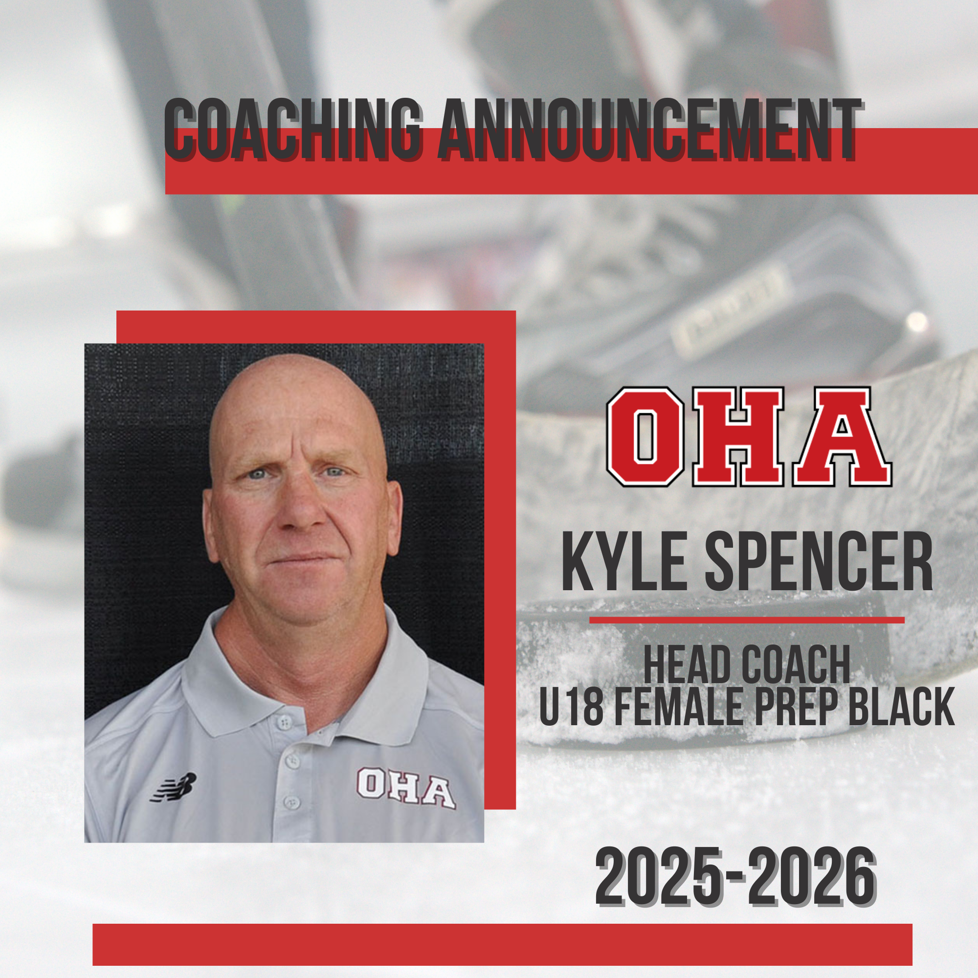 Kyle Spencer has been named the Head Coach of the U18 Female Prep Black team for the 2025–2026 season